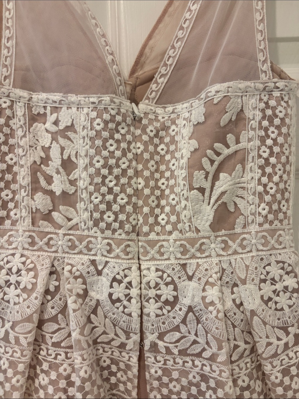 BCBGMaxAzria Blush and White Lace Tiered Mini Dress - Picture 5 of 5